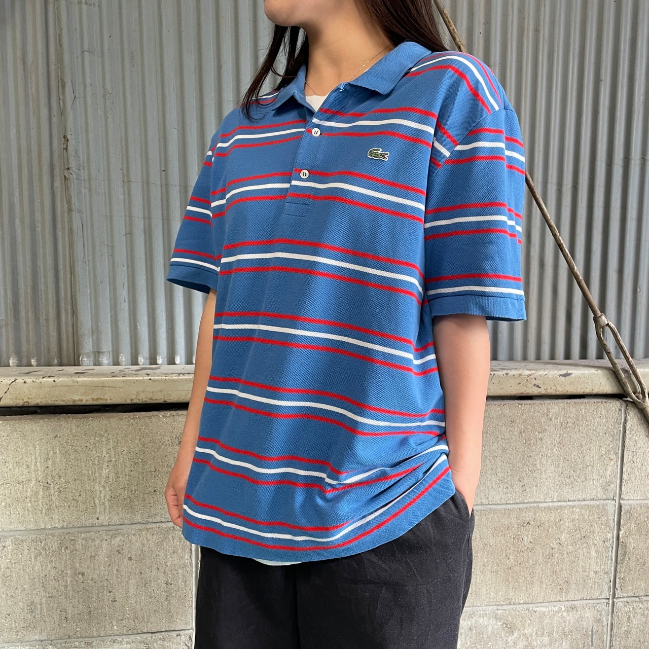 LACOSTE フレンチラコステ 鹿の子 ポロシャツ メンズL相当 古着 ワン 