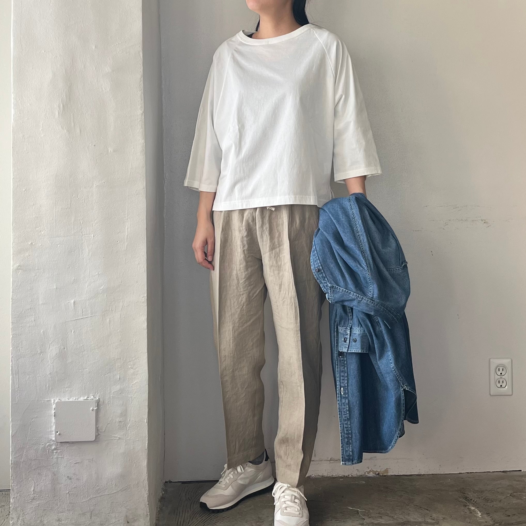 Liyoca ハイゲージコットンラグラン7分袖Tシャツ