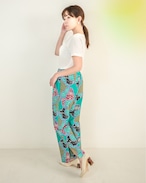 スリットパンツ マップ グリーン (ガーナ産上質ファブリック・日本縫製)| アフリカンファブリック アフリカンプリント アフリカンバティック アフリカ布 パーニュ キテンゲ