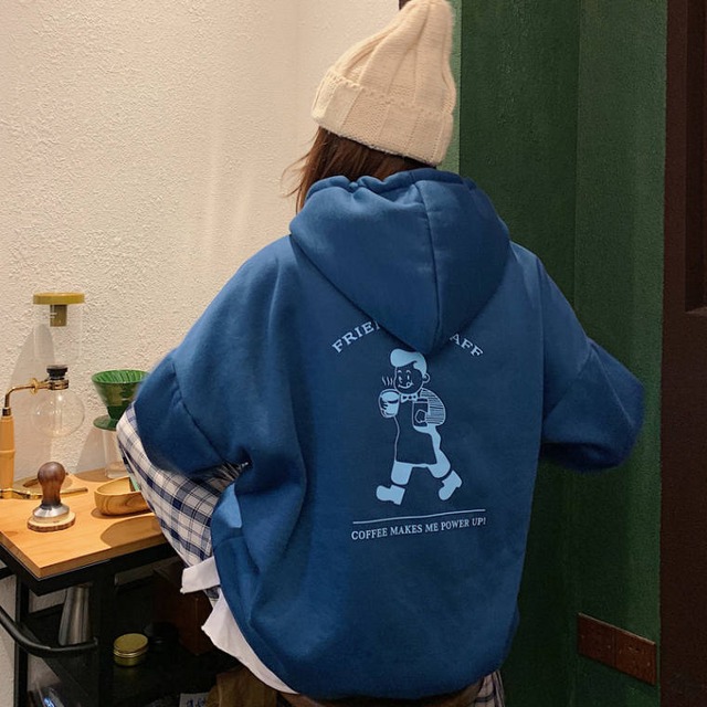 ストリート系イラストフード付きパーカー15 3s ストリート系イラストフード付きパーカー15 3s