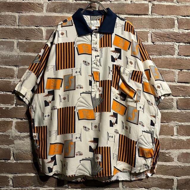 【Caka act3】Artistic Pattern Loose S/S Polo Shirt