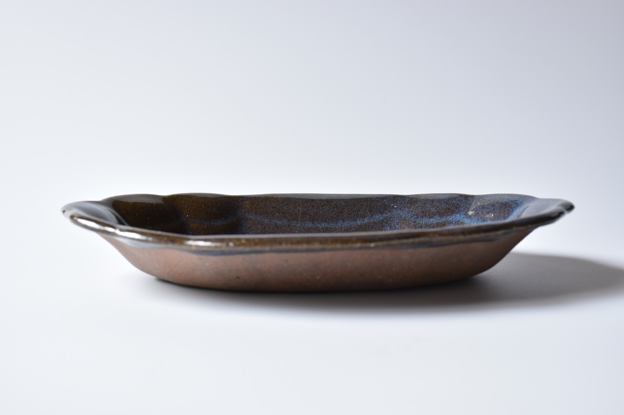小代瑞穂窯 / 福田るい : ダ円皿 (花型) 青