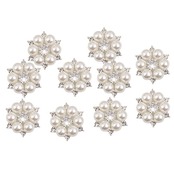 クリスタル 人工パール 飾りボタン 花形 28mm ベージュ 10個