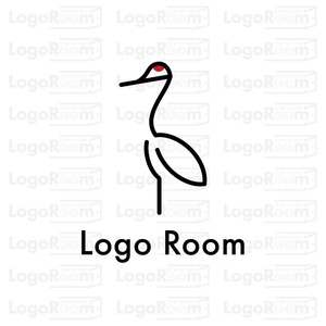 No800 ラインで描く鶴のロゴ【ライン、鶴、シンプル、洗練、オシャレ、日本、和風、和食、ショップ、店舗、クリニック、士業】