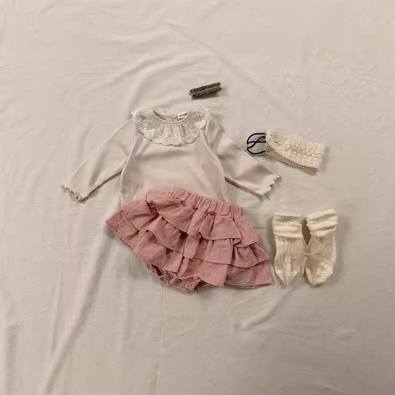 【BABY&KID】秋新作 レース襟トップス、スカート