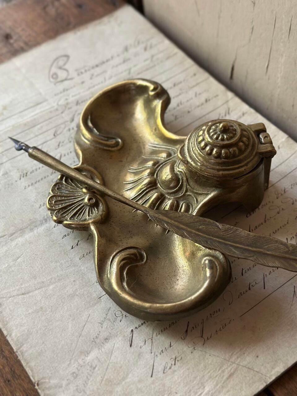インクホルダー インク壺 インクウェル 貝殻モチーフ | Brocante de La