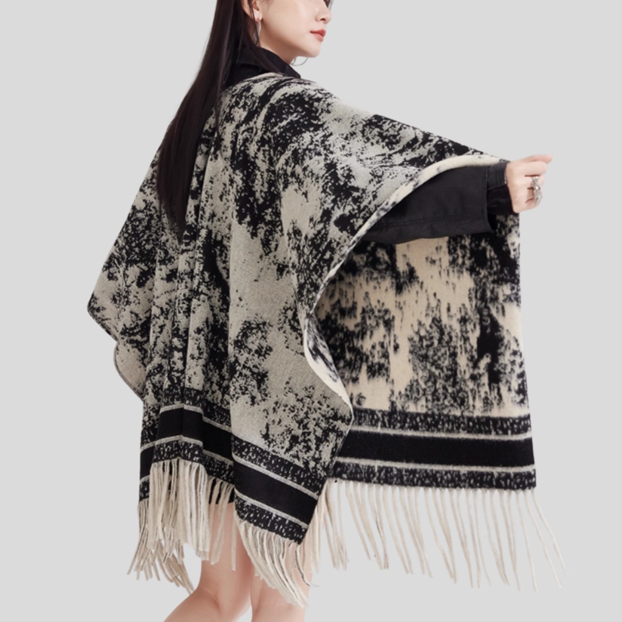 Ink painting style cape shawl (ME160)