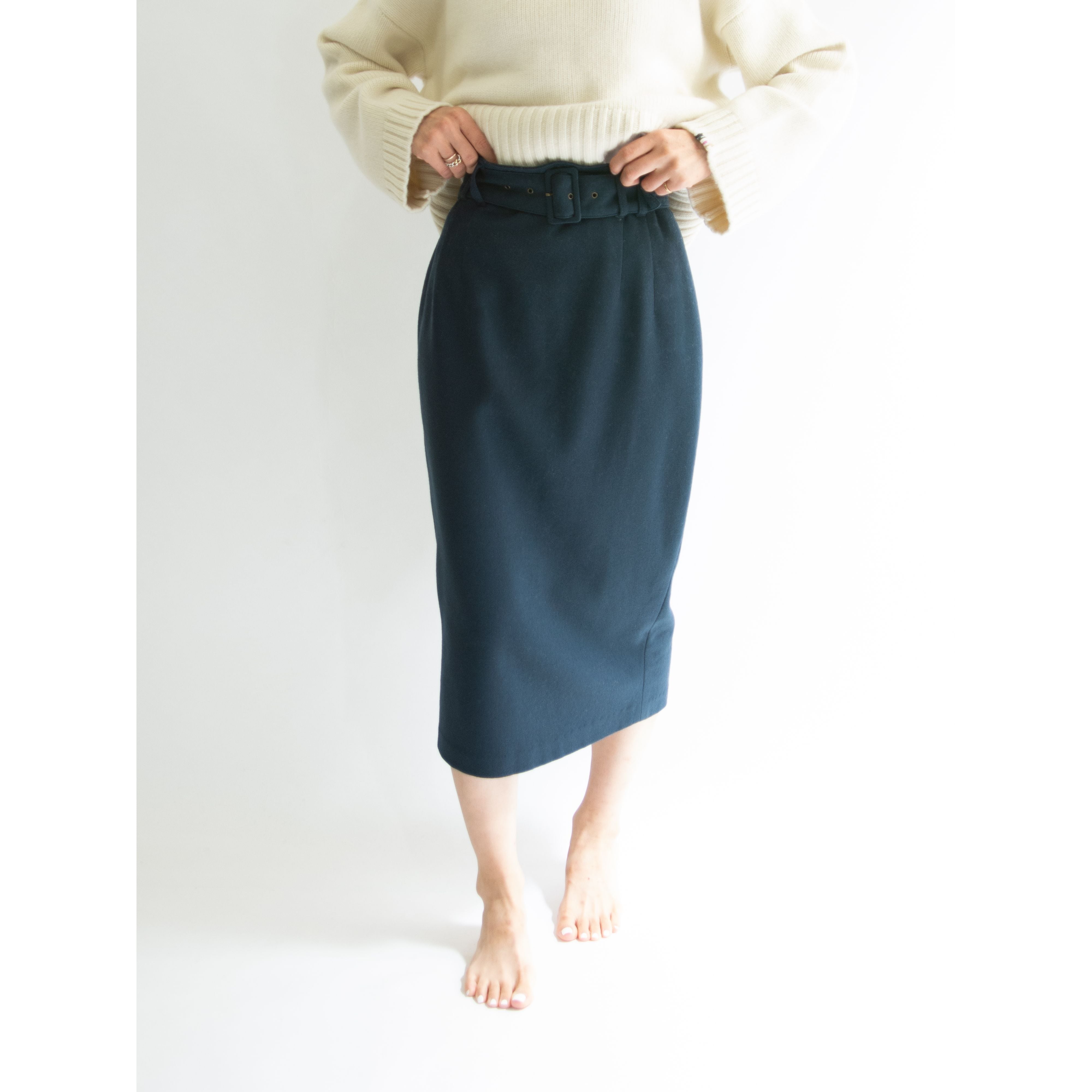 【UNITED COLORS OF BENETTON】Made in Italy Midi length slit skirt(ベネトン イタリア製ミディ丈スリットスカート)11a