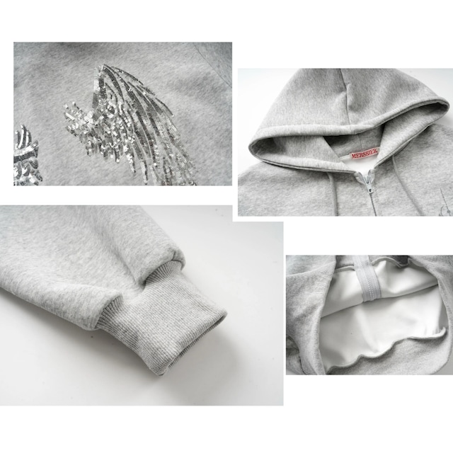 wing-motif sweat zip-up  hoodie　ウイングモチーフスウェットジップアップフーディー　J2129