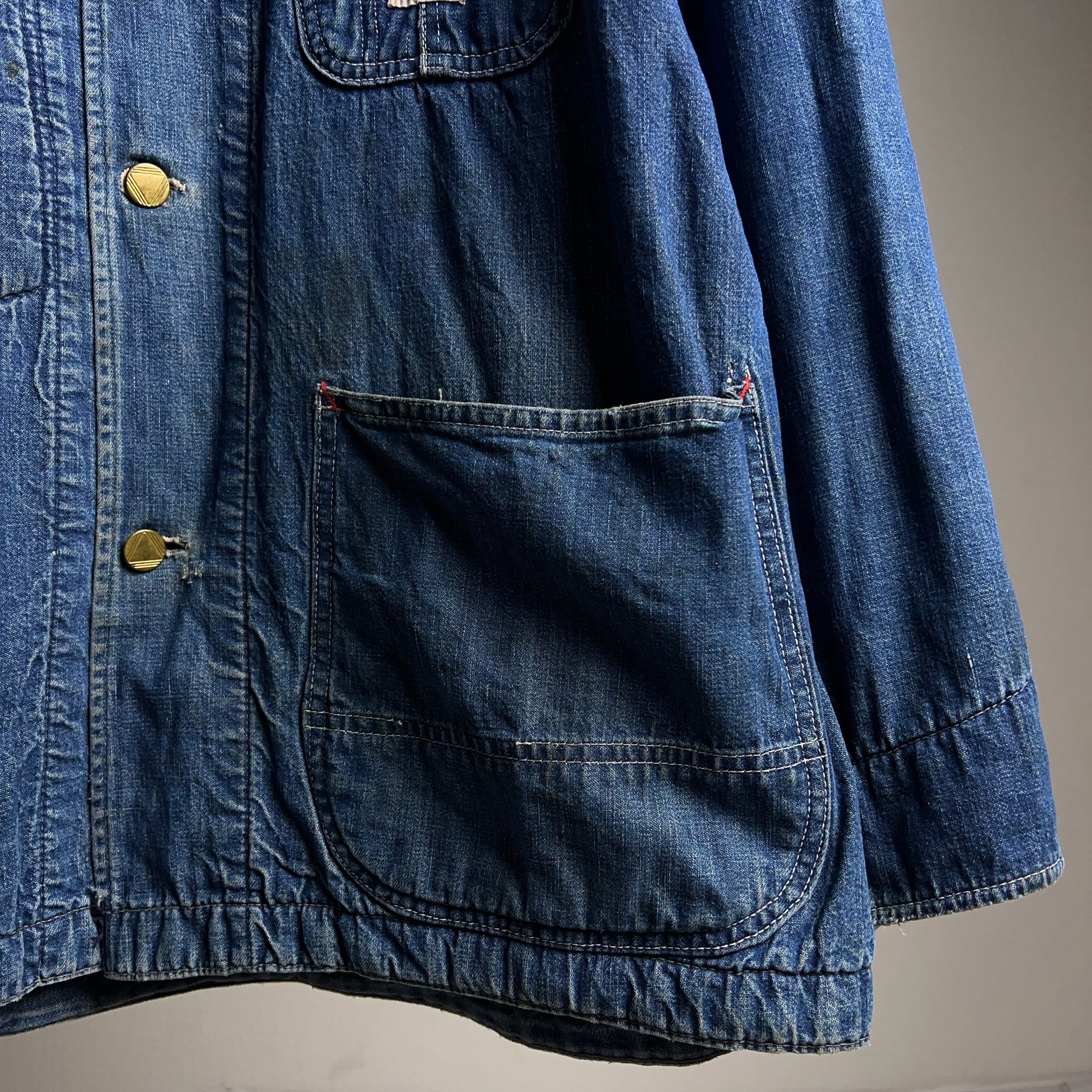 60's Sears Lined Denim Coverall Jacket 60年代 シアーズ デニムカバーオール ブランケット裏地付き 色落ち  雰囲気【1000A607】【送料無料】