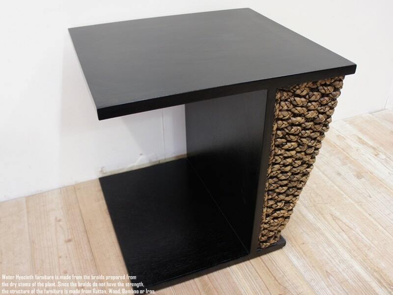 チーク材&ウォーターヒヤシンス サイドテーブル アジアンリゾート