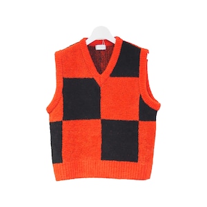 Pattern Knit Vest(Red)