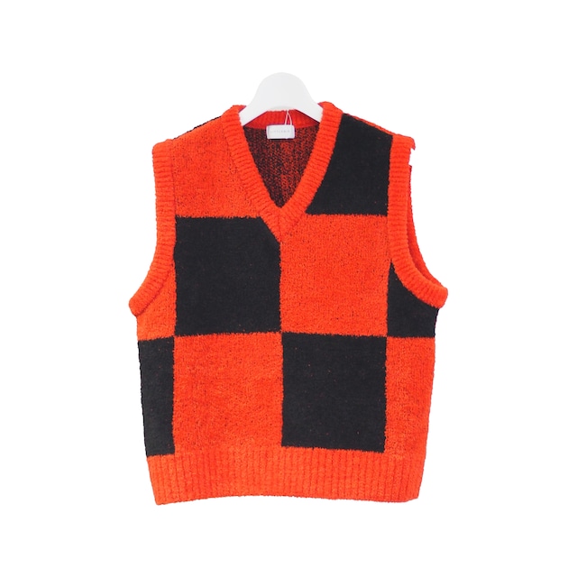 Pattern Knit Vest(Red)