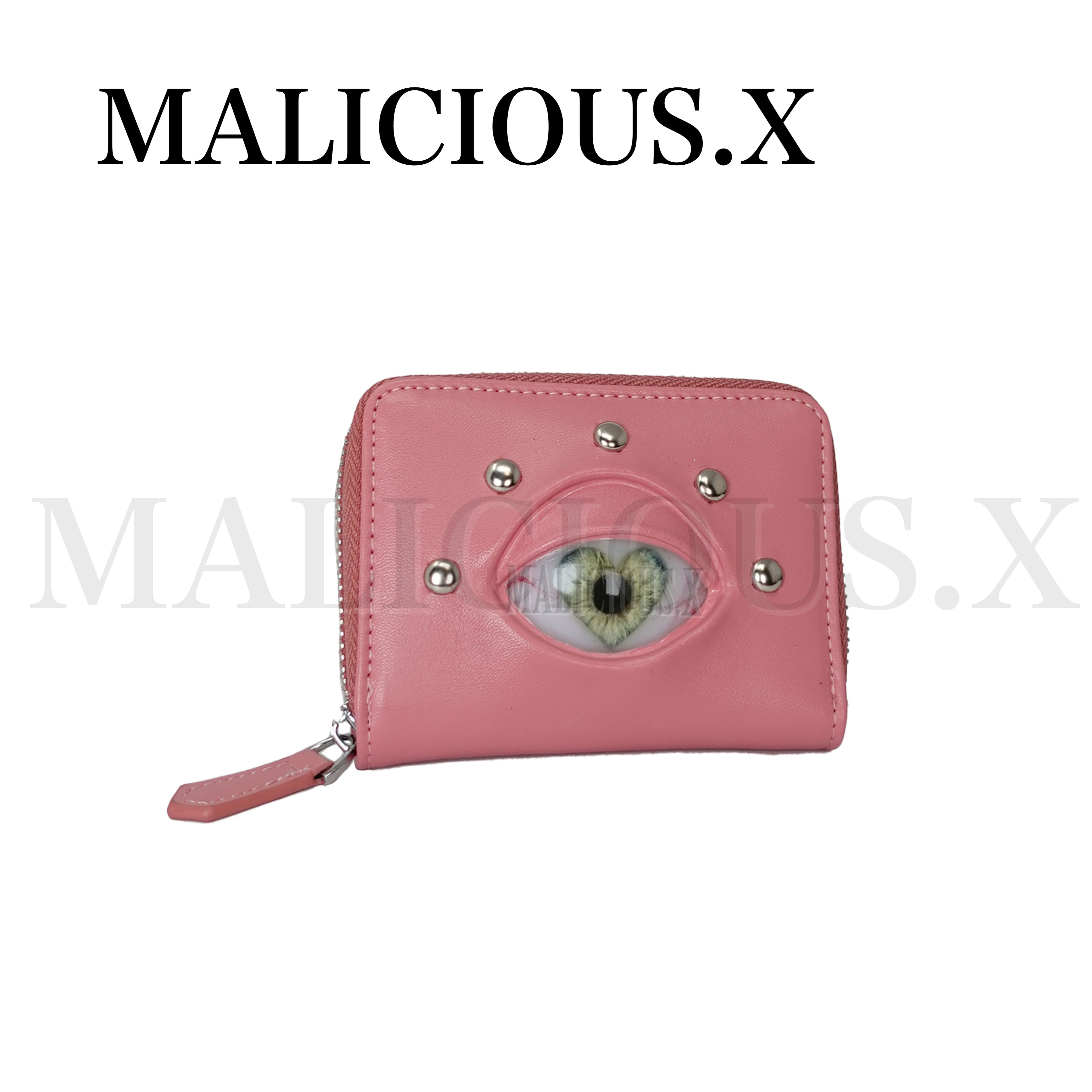 Heart Eye folding zip card & coin case(Pink)/lce Green | MALICIOUS.X