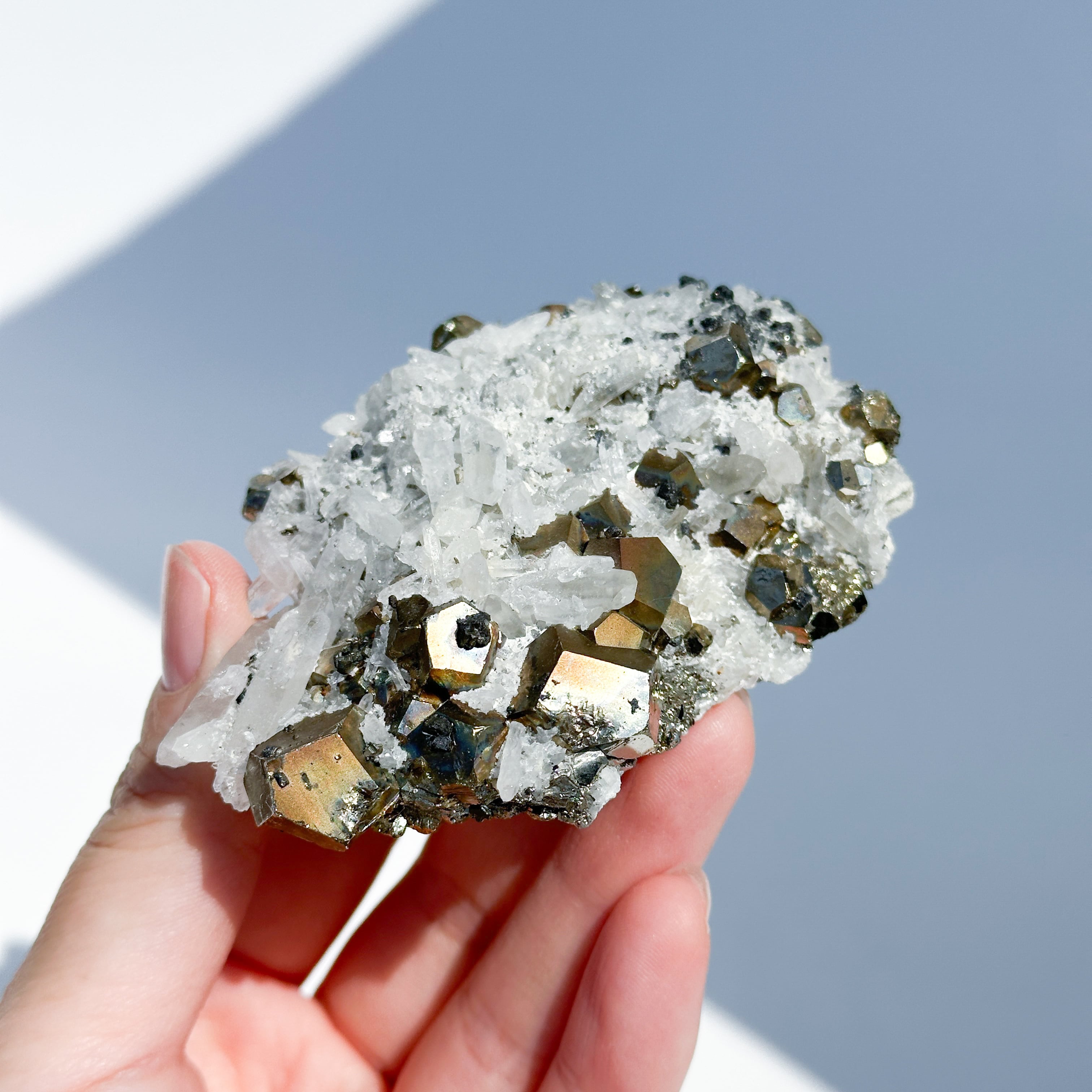 クリアクオーツwithパイライト 原石15◇Clear Quartz with Pyrite