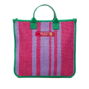 グッチ シェリーキッズ トートバッグ ハンドバッグ 605831 パープル グリーン キャンバス レディース GUCCI 【中古】