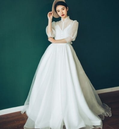 エレガント ウエディングドレス ホワイト 長さ ご指定自由 2次会 前  