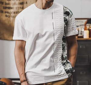 サイドデザインUネックTシャツ　202503　