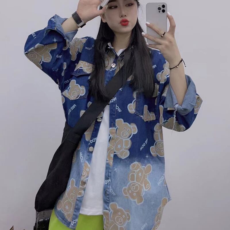 スプリングスタンダードダブルポケットシャツ ロング レトロ 大きめサイズ 春物 ミックスインファッション59882670763