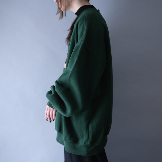 "刺繍" one point animal design XXL over silhouette sweatshirt