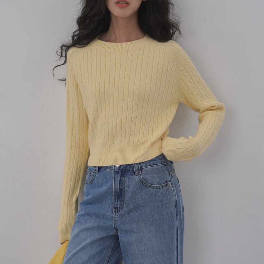 twist texture short knit top J00035