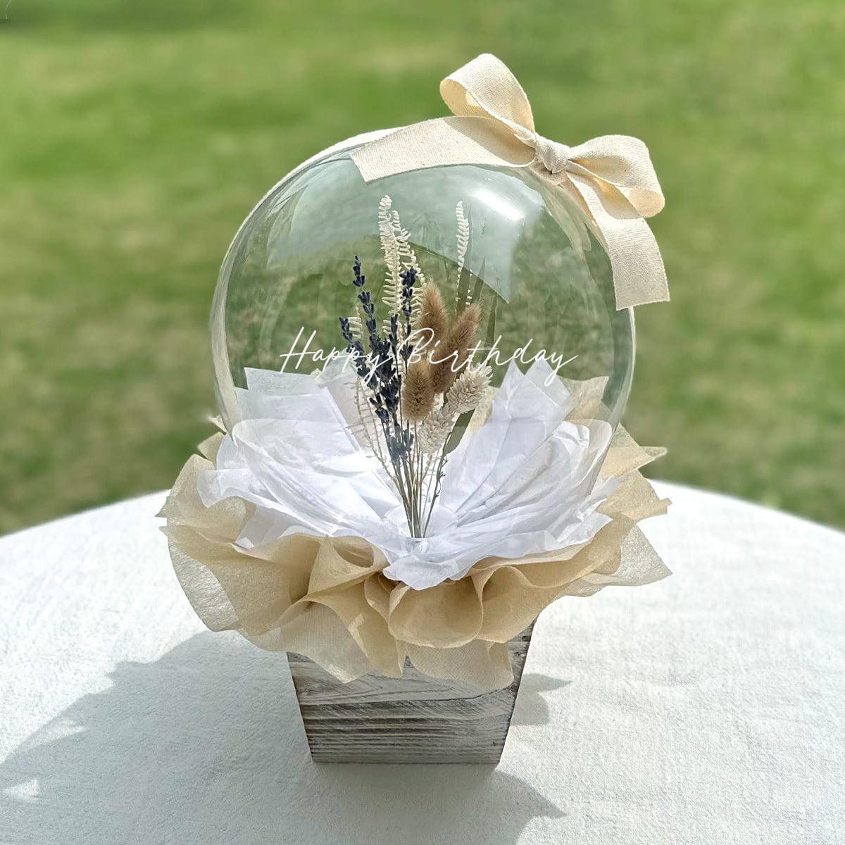 ラベンダー バルーンフラワー アンティークアレンジ 名入れ 文字入れ