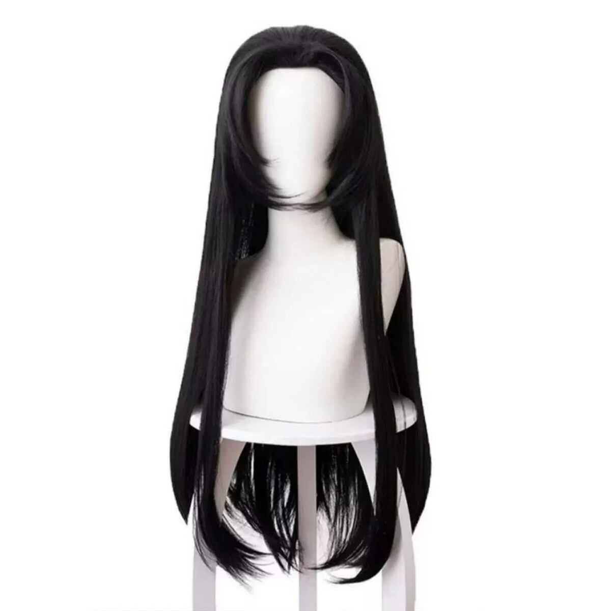 487O】コスプレ耐熱ウィッグ ブラック ワンレン ロング ウィッグ ☆鬼