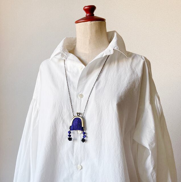 がま口ネックレス | White&Blue