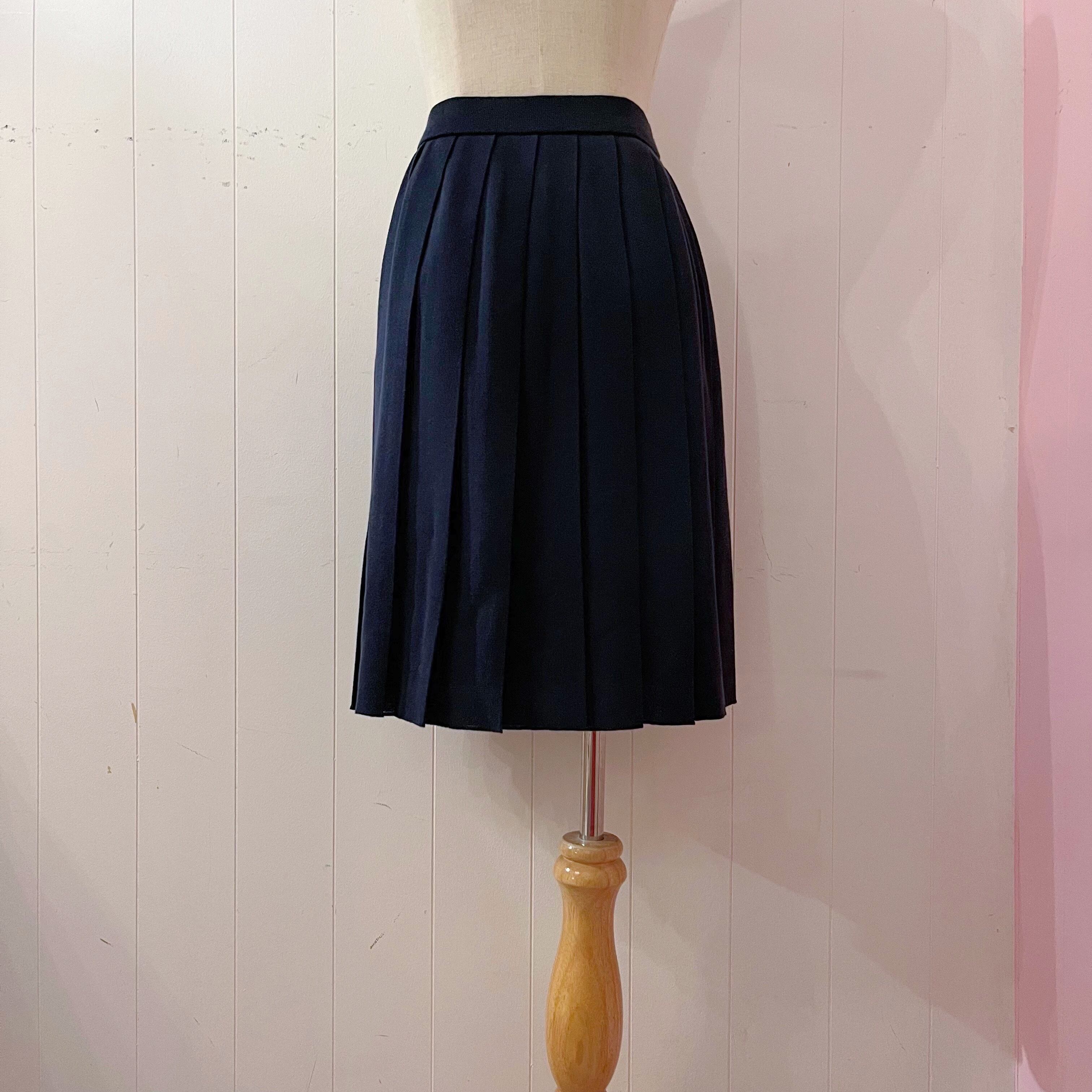 navy knit pleats mini skirt