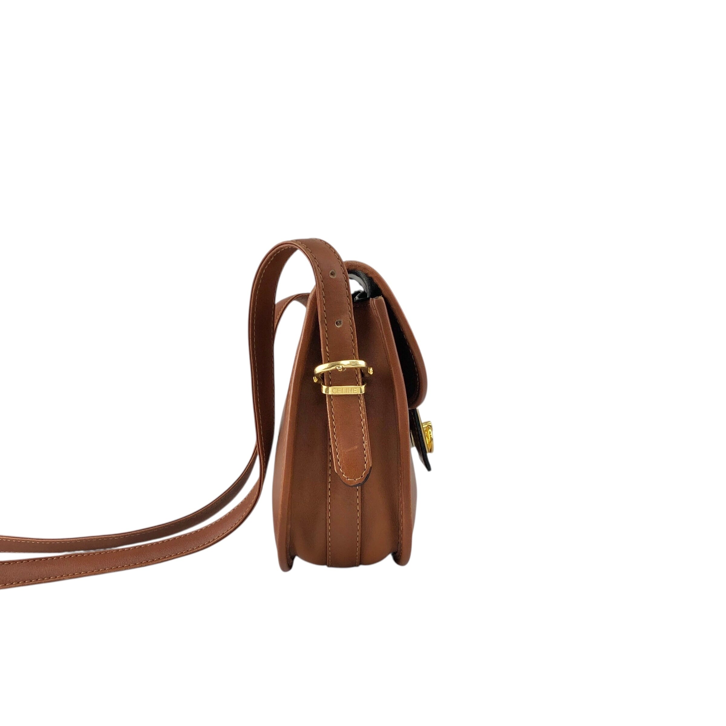 CELINE セリーヌ ショルダーバッグ ブラウン ガンチーニ レザー