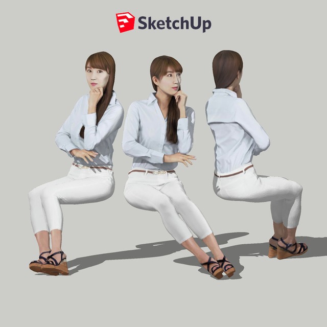 SketchUp素材　3D人物モデル ( Posed ) 009_Rika - メイン画像