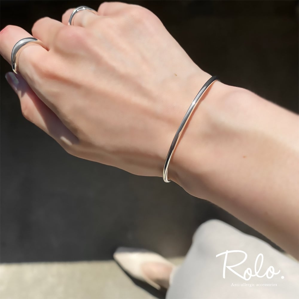 シルバー925　シンプル　クラシックバングル　ユニセックス　丸　ラウンド ラウンドバングル シルバー925 | Roloshop BASE店