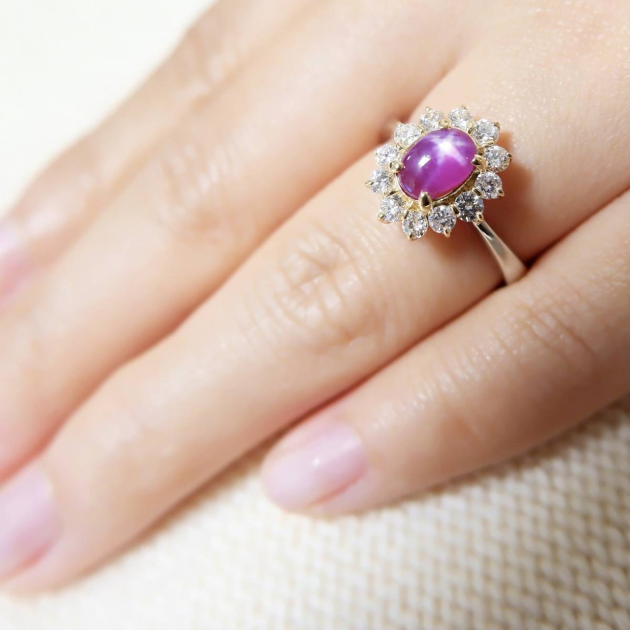 Pt900 スタールビー 1.157ct ダイヤモンド 0.48ct リング ルビー  