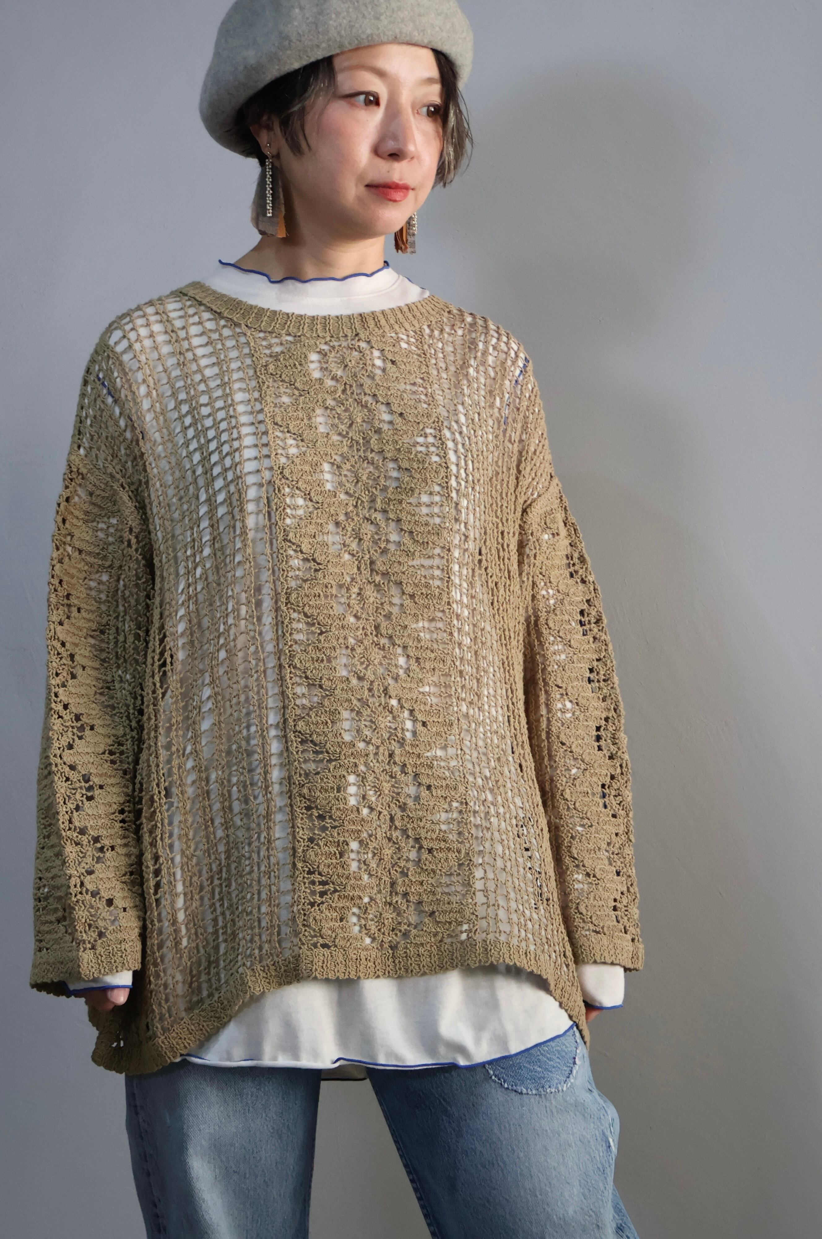 透かし編みクルー長袖【12506-283-30】2025AW