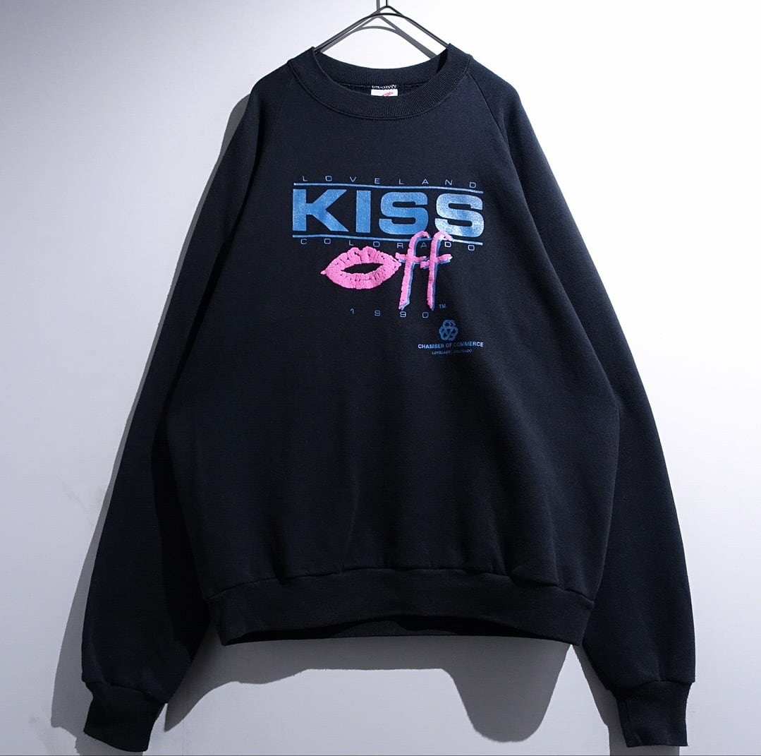 90s "JERZEES" Black KISS Off Print Sweat