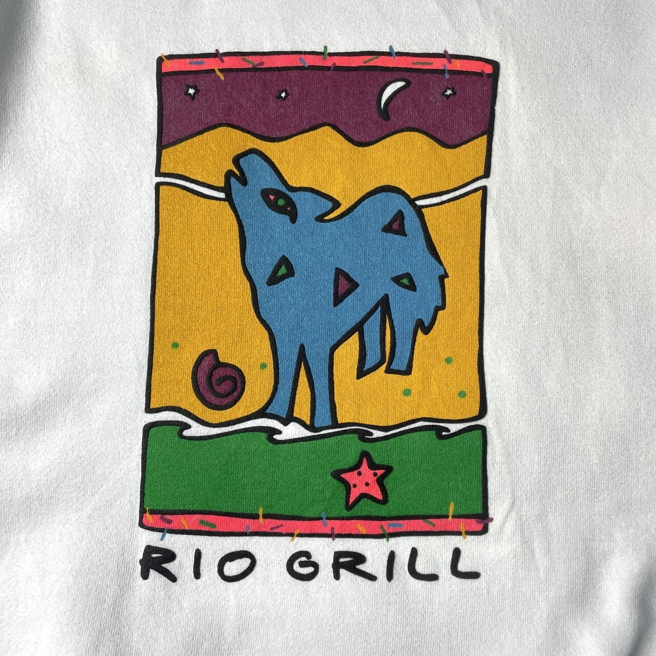 90年代 USA製 RIO GRILL アート 企業ロゴ バックプリント スウェット 