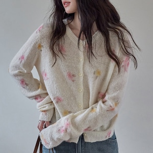 floral sheer knit cardigan