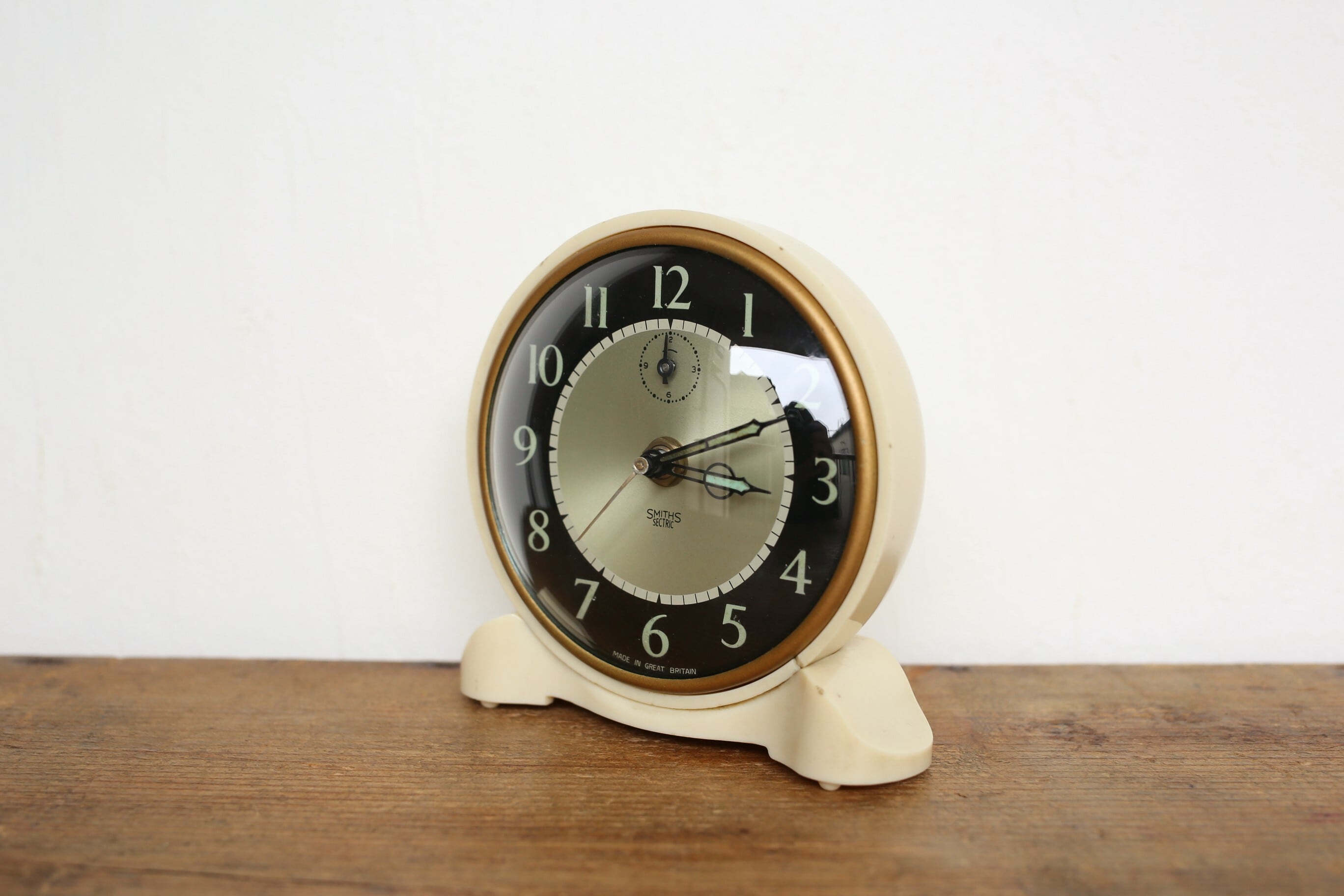 アンティーク ヴィンテージ イギリス製 SMITH 置き時計 N-(電池式クォーツ 交換済み)