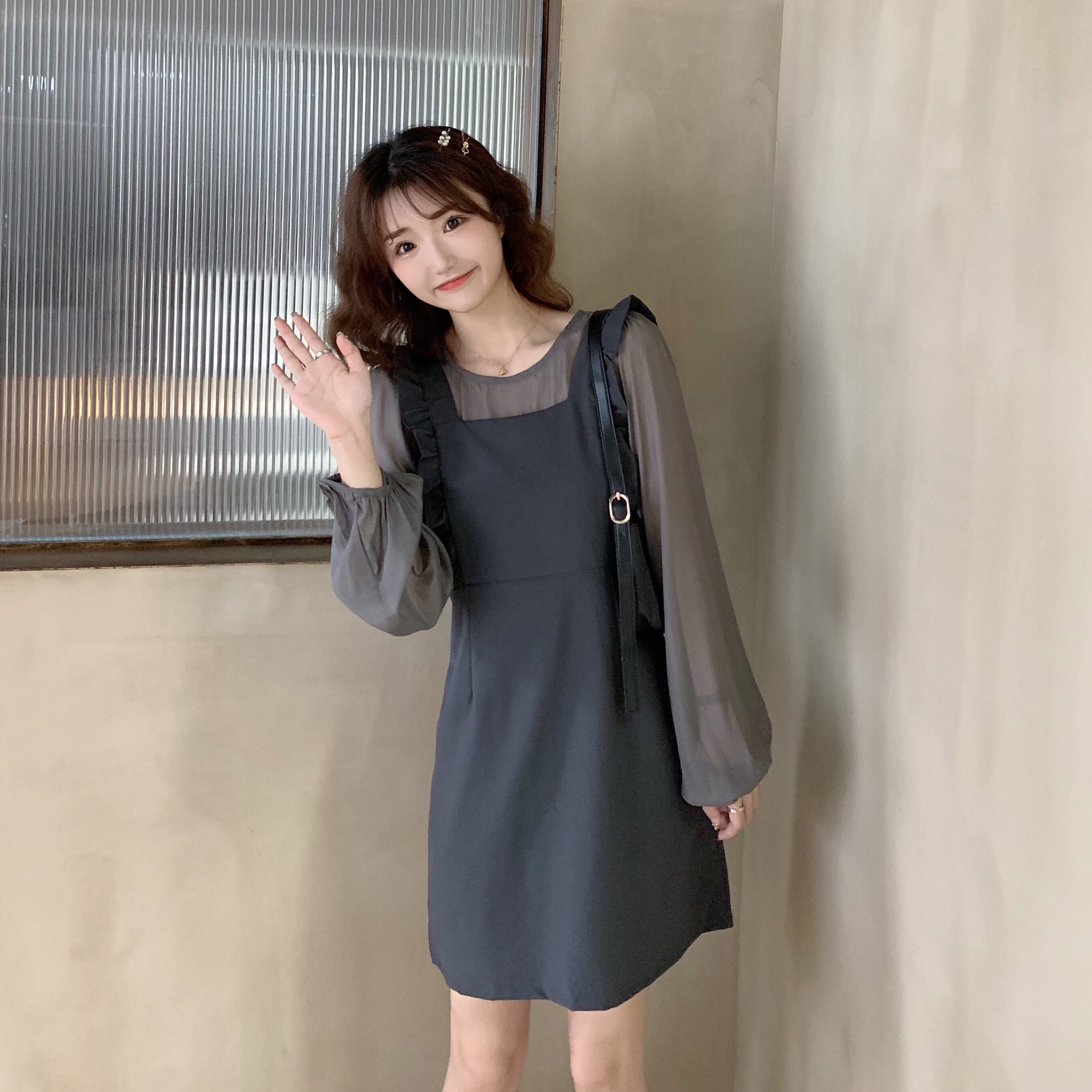 送料無料 シックな双子コーデセットアップ セットアップ ブラウス ワンピース 2点セット デート 着回し Lamitte Deco トレンド 韓国ファッション ショップ Base店