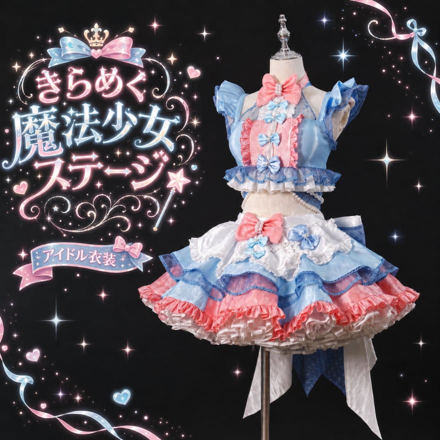 きらめく魔法少女ステージ パステルリボンフリルのアイドル衣装セット