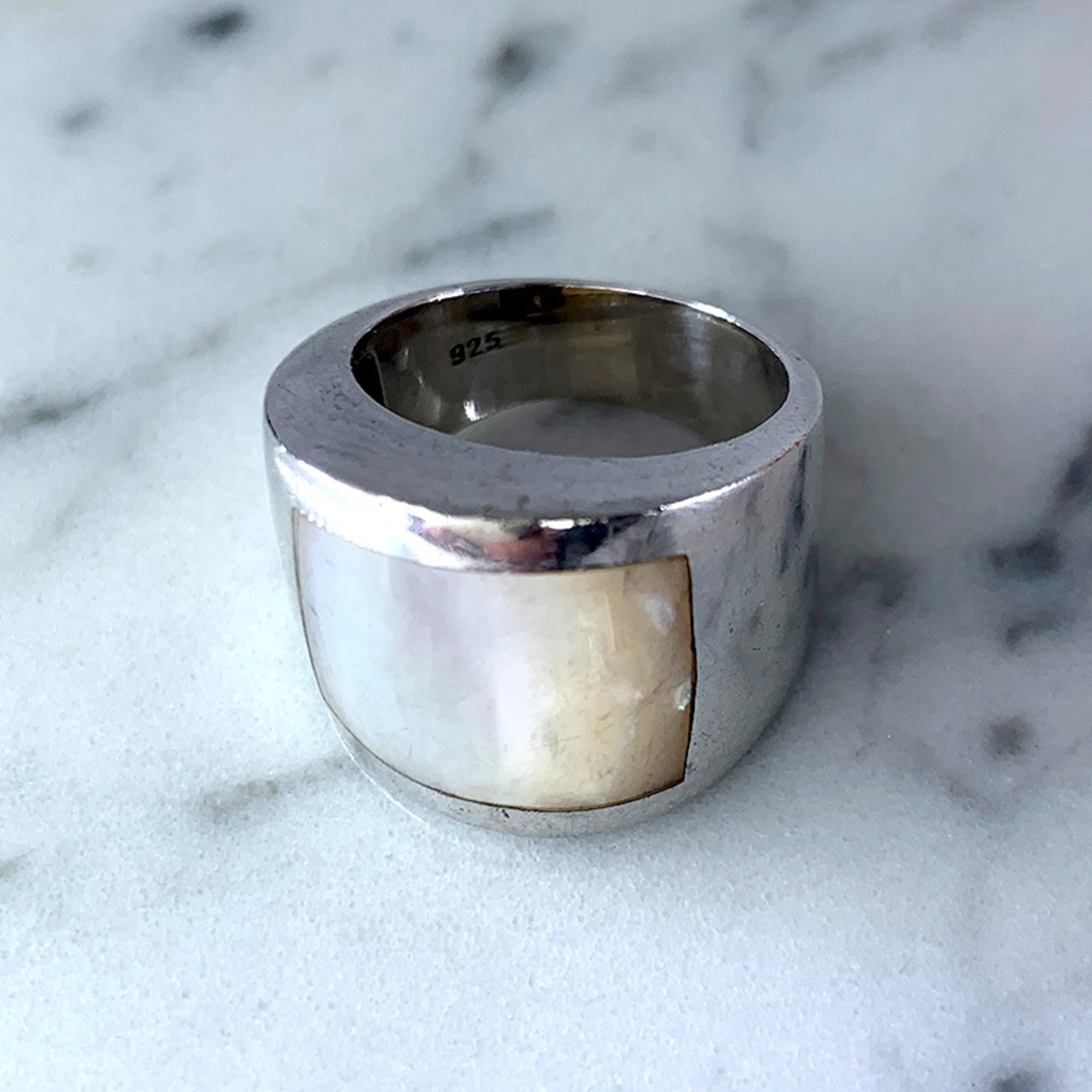 リング　シルバー925　シェル　白蝶貝　ユニセックス 12ACci5-2