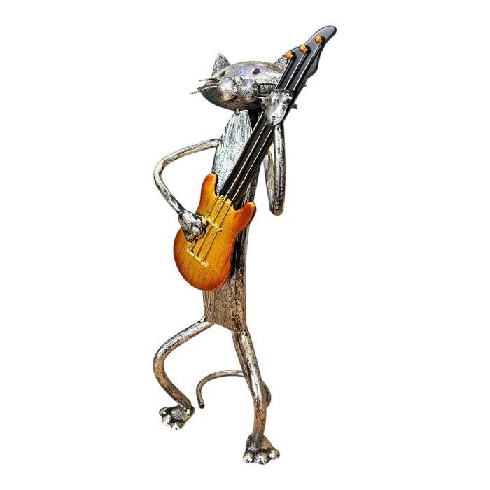 アンティークなブリキの猫の演奏隊❗️ ブリキ製 ネコ ギタリスト ロック レトロ オブジェ 置物 インテリア