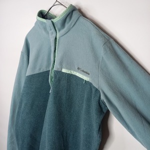 コロンビア　スナップT　フリース　プルオーバー　ハーフボタン　刺繍　ブルー　XL