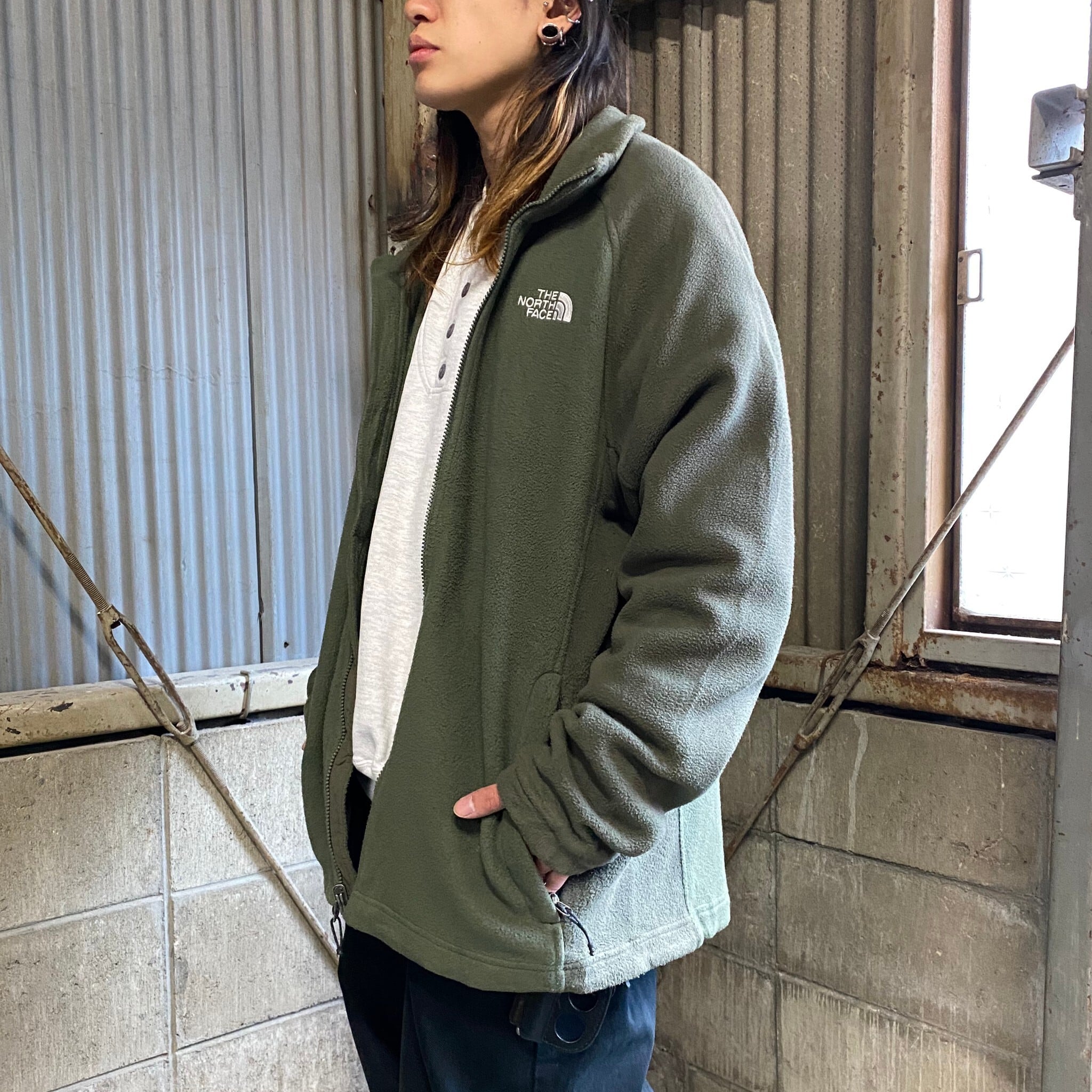 THE NORTH FACE フリース パーカー XL グリーン✕カーキ - アウター