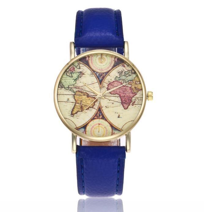 6色展開〉レトロモチーフ 地球盤腕時計 男女兼用 | SubStore
