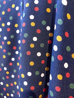 レトロカラフルミンツ水玉スカート/ハンドメイドロング丈国産古着