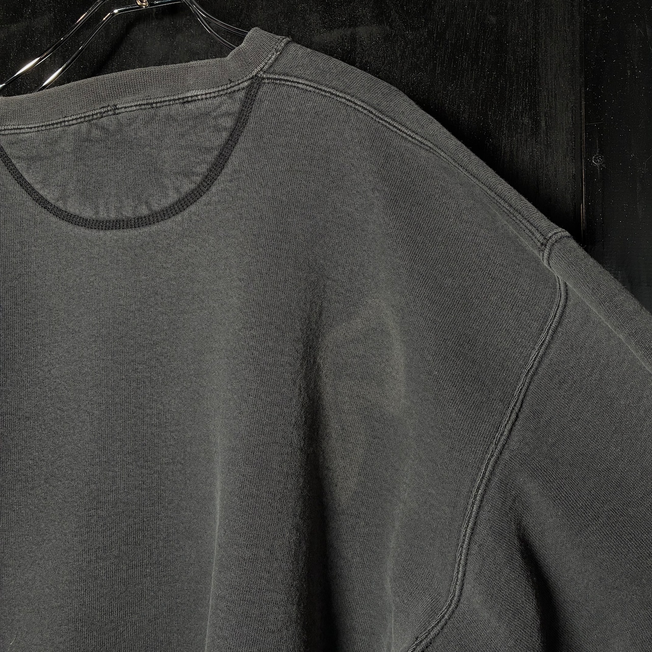 90s USA製　HARD ROCK CAFEスウェット　フェードブラック×シルバー刺繍　ヘビーオンス