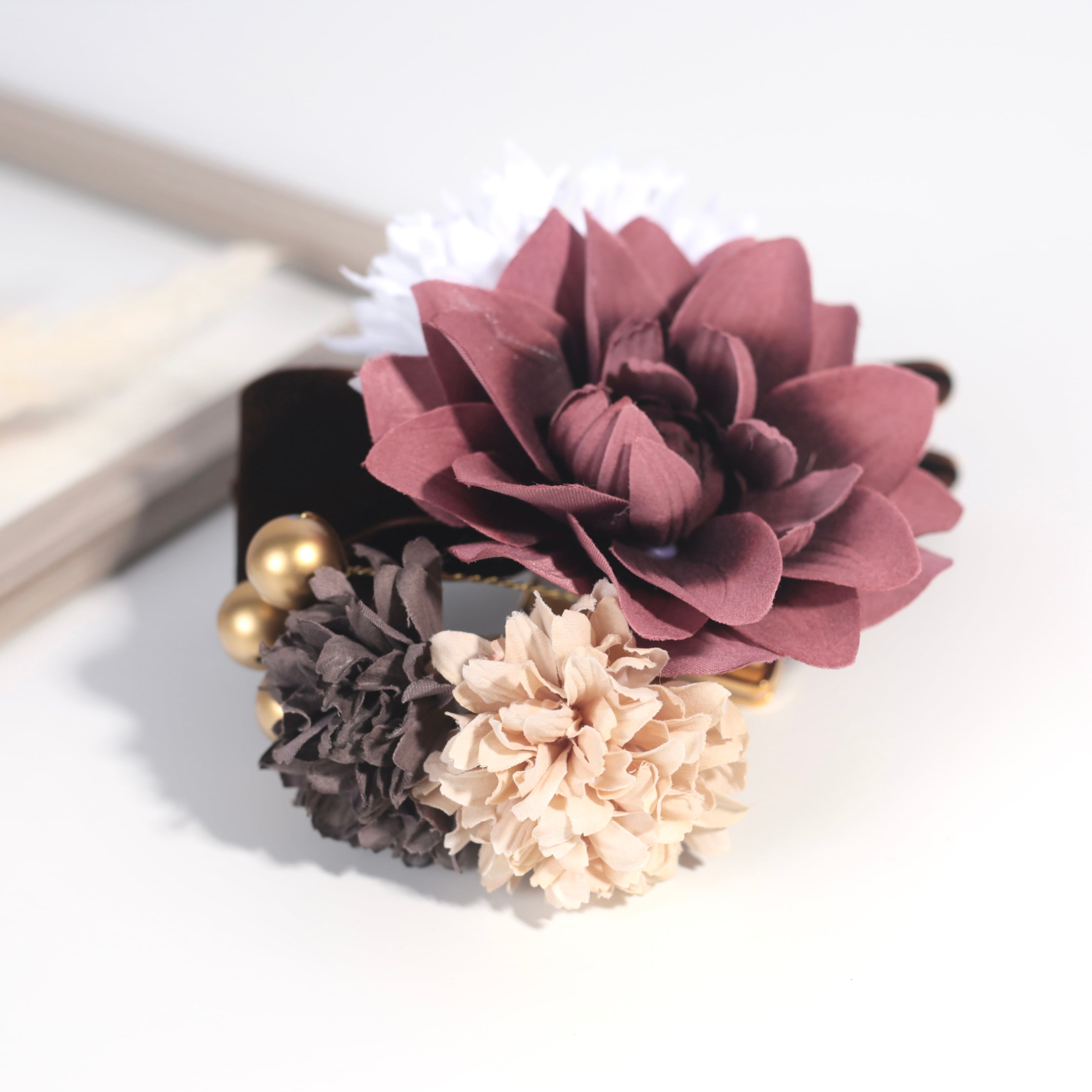 新品・未使用 帯飾り 帯留め【フラワー×リボン】アクセサリー クリップ 髪飾り 成人式 振袖 帯〆 和装小物 着物 きもの 和装 W-69 新品・未使用 帯飾り 帯留め【フラワー×リボン】アクセサリー クリップ