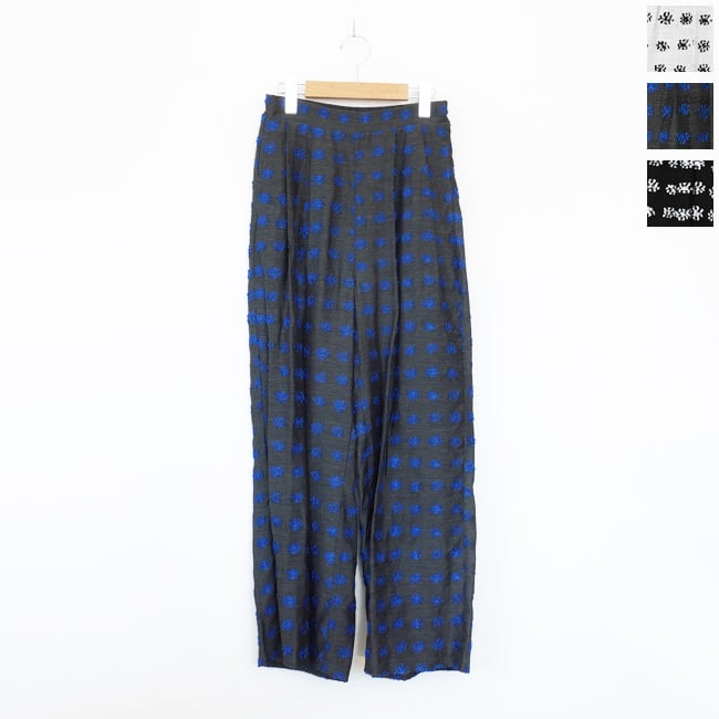 WHYTO. (ホワイト) ワイドパンツ ジャカード 2タック バックウエストゴム jacquard wide pants WHT26HPT4070