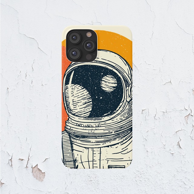 受注生産 iPhoneケース 月面を映す宇宙飛行士ヘルメット｜宇宙飛行士モチーフ RFSP017D